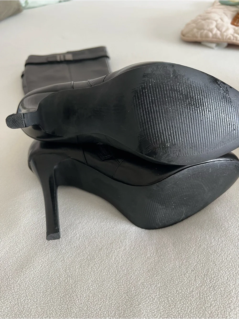 Ada Black Leather High-Heel Boots
